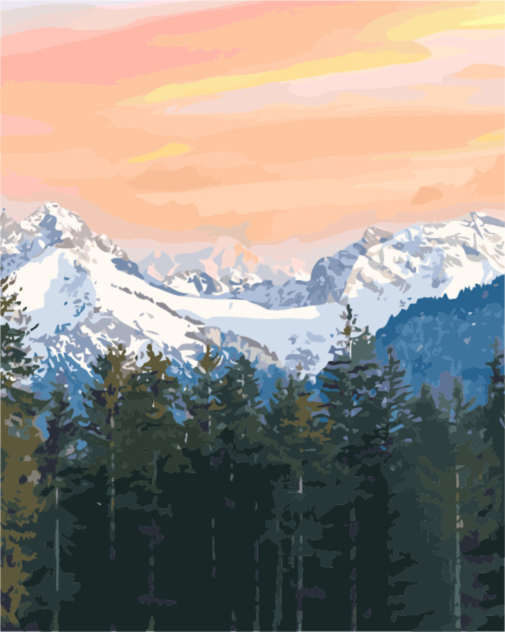 DIY Malen nach Zahlen Set - Mountains