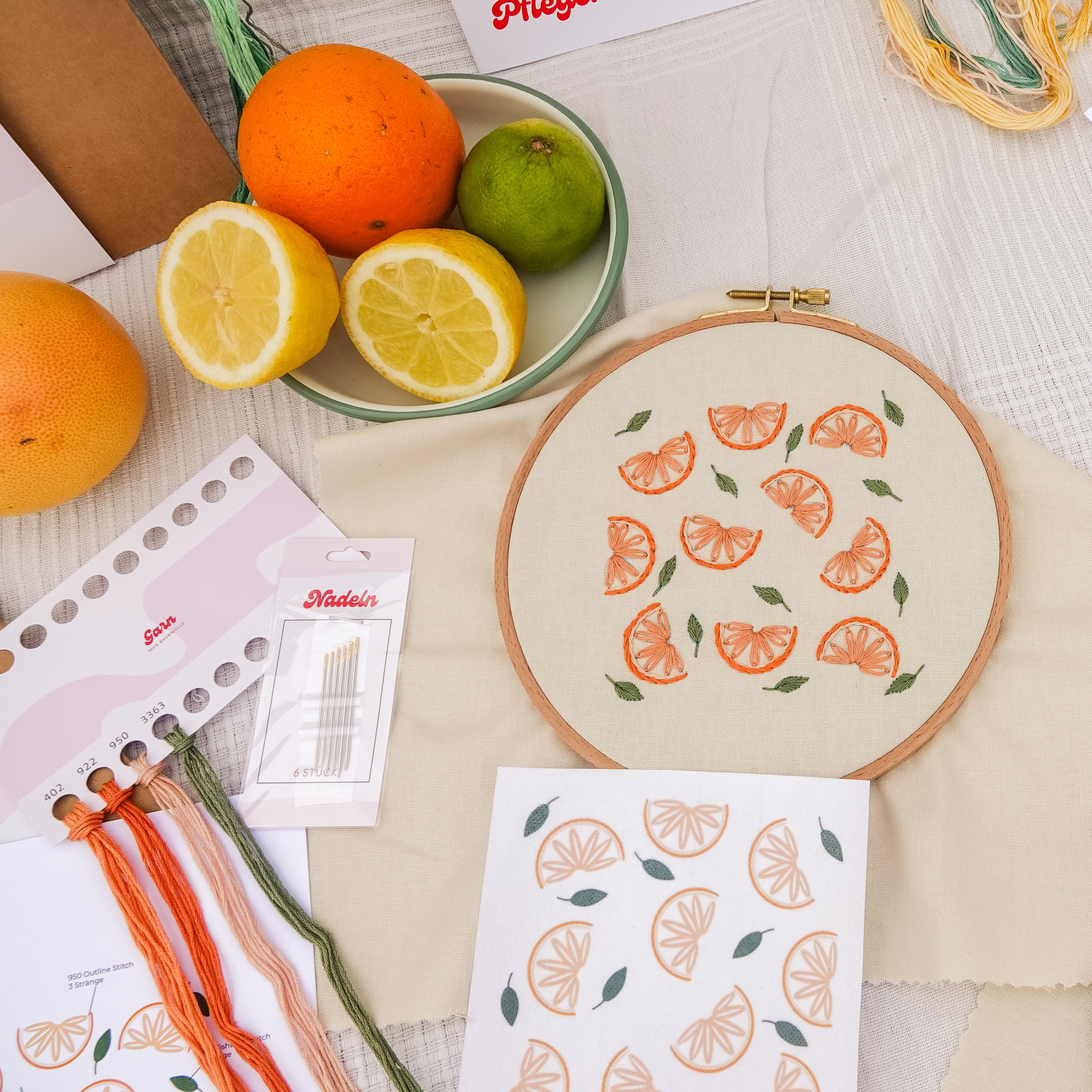 DIY Embroidery Kit - Oranges